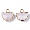 Natural Rose Quartz Semi Circle Pendants G-Q965-11-2