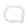 Natural Rose Quartz & Quartz Crystal & Dyed Synthetic Moonstone Beaded Stretch Bracelets for Women BJEW-JB12305-01-2