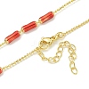 Brass Enamel Column Link Chain Necklaces NJEW-H039-05G-02-1