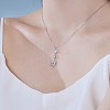 Rhodium Plated 925 Sterling Silver Pave Clear Cubic Zirconia Cable Chain Star of David Pendant Necklaces NJEW-Q342-03P-2