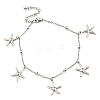 Non-Tarnish Summer Beach 304 Stainless Steel Cable Chain Starfish Charm Bracelets BJEW-P334-02P-1