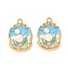 304 Stainless Steel Enamel Round Pendants STAS-I346-05G-02-1