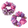 2Pcs 2 Colors Chic Solid Color French Satin Pigtail Hair Tie for Elegant Hairstyles OHAR-TA0001-10A-2