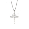 Brass Micro Pave Clear Zirconia Cross Pendant Necklaces NJEW-M211-05B-P-1