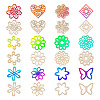  24pcs 12 Styles Unfinished Natural Poplar Wood Filigree Joiners Links WOOD-TA0001-81-10