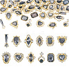 48Pcs 12 Styles Alloy Rhinestone Cabochons MRMJ-TA0001-45D-1