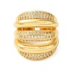 Brass Micro Pave Cubic Zirconia Open Cuff Rings for Women RJEW-A048-16G-2