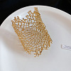 Alloy Hollow Leaf Open Cuff Bangles for Women WGE8BD5-01-1