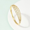 Brass Micro Pave Clear Cubic Zirconia Hinged Bangles for Women BJEW-H202-01G-2