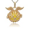 Golden Tone Brass Cage Pendants KK-J213-16G-2