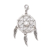 Woven Net/Web with Feather Tibetan Style Alloy Pendant Decoraiton HJEW-JM01387-01-1