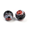 Painted Wood European Beads WOOD-F017-04C-2
