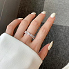 Rhodium Plated 925 Sterling Silver Micro Pave Clear Cubic Zirconia Finger Ring for Women RJEW-F150-02B-P-2