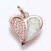 Brass Micro Pave Cubic Zirconia Charms KK-L161-11RG-D-1