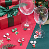 6Pcs Christmas Wood Wine Glass Charms AJEW-SC00009-4