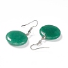 Natural Green Aventurine Flat Round Dangle Earrings EJEW-D188-03P-03-3