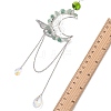 Natural Green Aventurine Chips & Brass Moon & 304 Stainless Steel Butterfly Suncatcher HJEW-TA00449-01-4