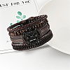 1Pc Cowhide & Imitation Leather Cord Knitted Multi-strand Bracelets AJEW-GF0011-50C-4