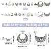 SUNNYCLUE 48Pcs 12 Style Tibetan Style Alloy Chandelier Components Links FIND-SC0002-15-2