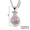 Fashion Hip-hop Street Style Brass Old Rose & Clear Cubic Zirconia Money Bag Pendant Box Chain Necklaces DR5098-1-1