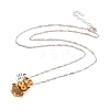 Two Tone Owl and Heart Pendant Necklace NJEW-I113-15PG-2