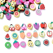 100Pcs Handmade Polymer Clay Fruit Theme Beads CLAY-YW0001-10