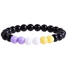 Acrylic Round Beaded Stretch Bracelet for Women BJEW-SW00066-01