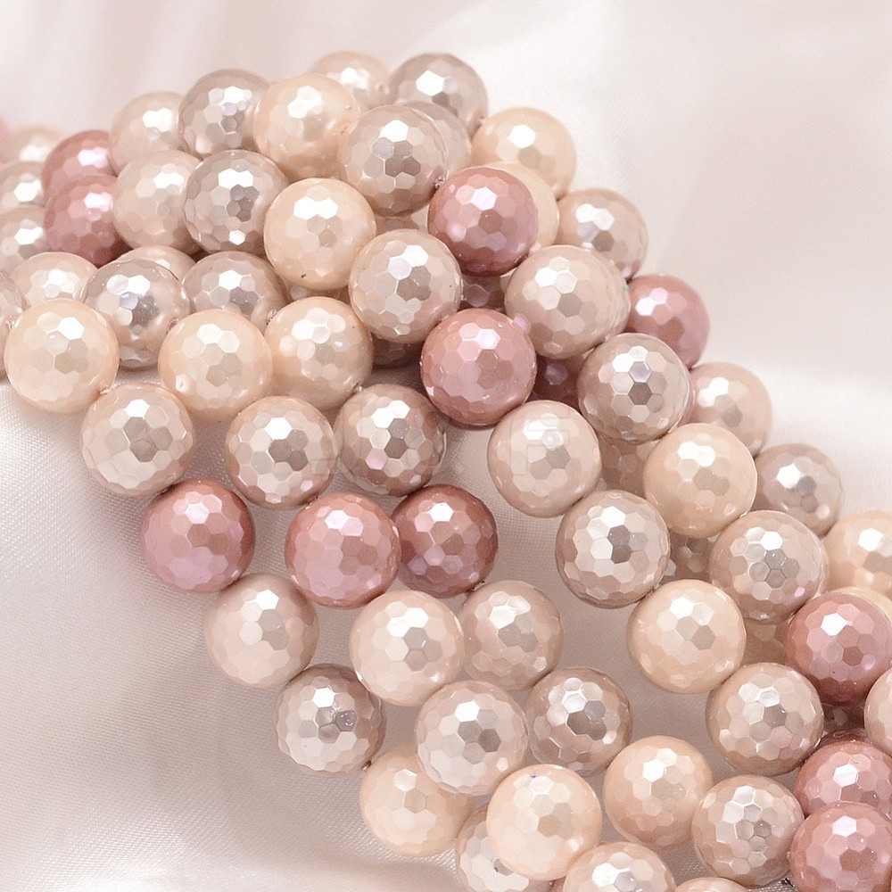 Wholesale Faceted Round Shell Pearl Bead Strands - Jewelryandfindings.com