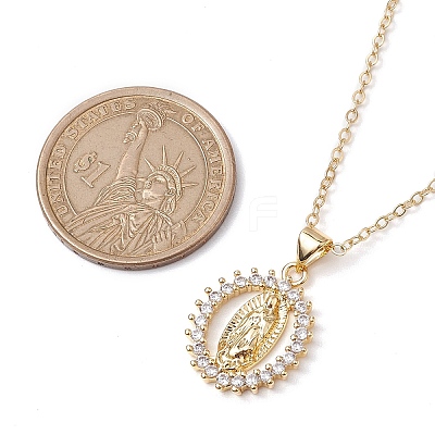 Brass Micro Pave Clear Cubic Zirconia Pendant Necklaces NJEW-JN04798-1