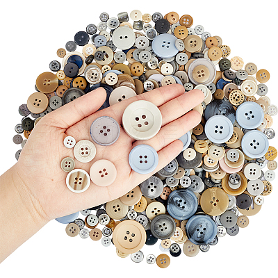 1 Set Flat Round Resin Buttons BUTT-CP0001-05-1