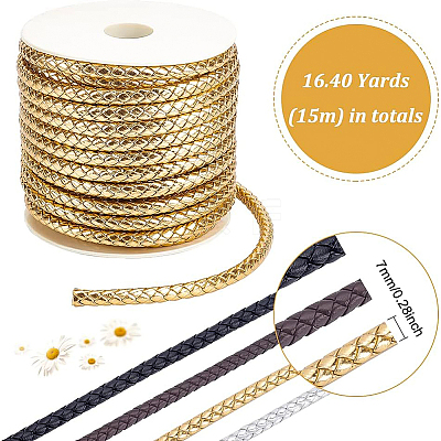 PU Imitation Leather Braided Cord WL-WH0003-14B-1