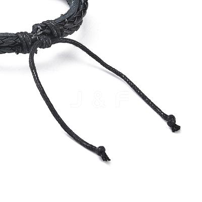 PU Leather & Waxed Cords Triple Layer Multi-strand Bracelets BJEW-G709-03B-1