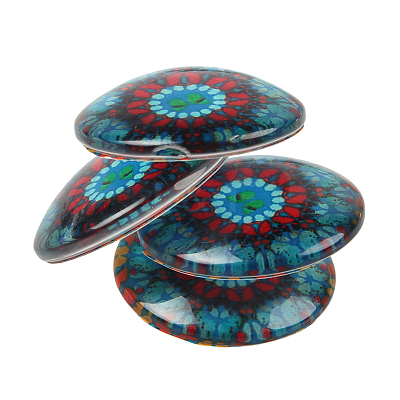 Geometric Flower Photo Glass Half Round/Dome Cabochons X-GGLA-N004-12mm-G31-1