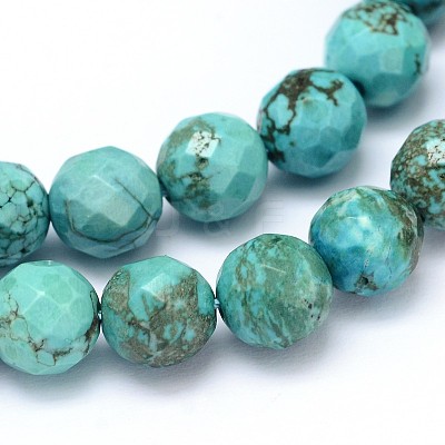 Faceted Round Natural Magnesite Beads Strands TURQ-C003-8mm-12-1