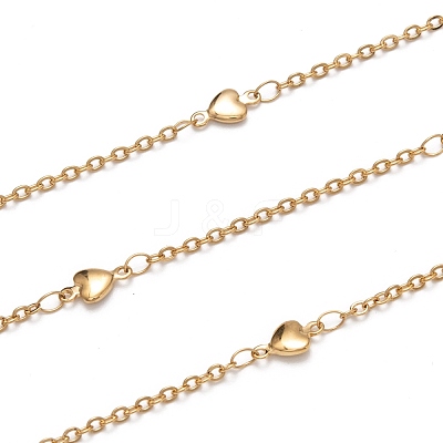 Ion Plating(IP) 304 Stainless Steel Heart Link Cable Chains STAS-P254-07G-1