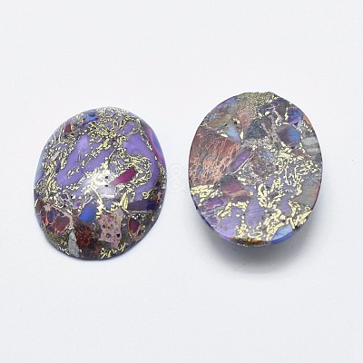 Brass Line Regalite/Imperial Jasper/Sea Sediment Jasper Cabochons X-G-E464-42B-1