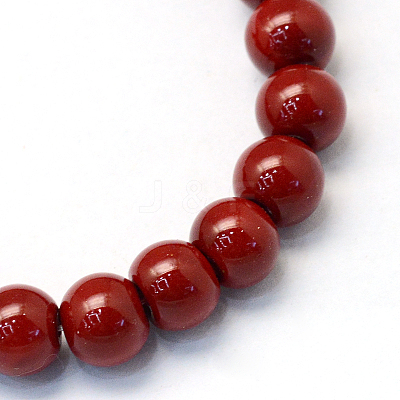 Baking Paint Pearlized Glass Pearl Round Bead Strands HY-Q330-8mm-35-1