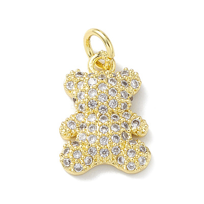 Rack Plating Brass Micro Pave Cubic Zirconia Charms KK-H443-06G-02-1