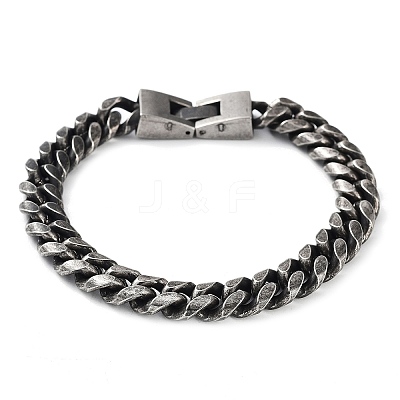 304 Stainless Steel Cuban Link Chains Bracelets for Men & Women BJEW-D031-07B-1
