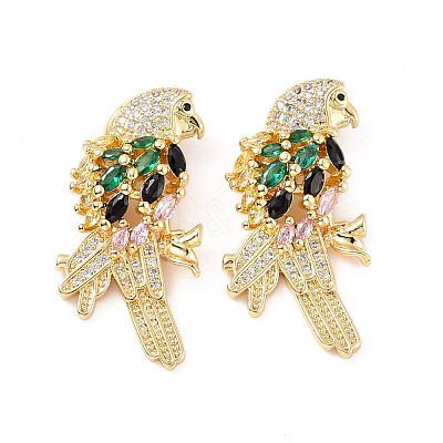 Rack Plating Brass Micro Pave Cubic Zirconia Pendants ZIRC-C035-01G-01-1