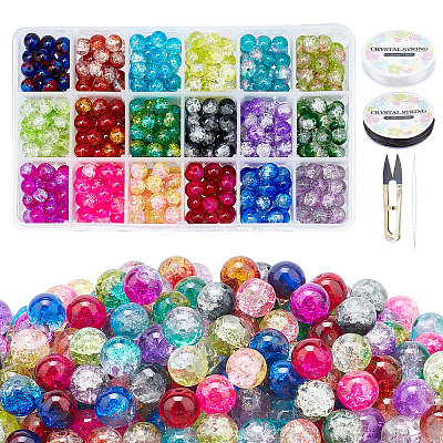 DIY Baking Paint Crackle Glass Beads Stretch Bracelet Making Kits DIY-PH0004-54B-1