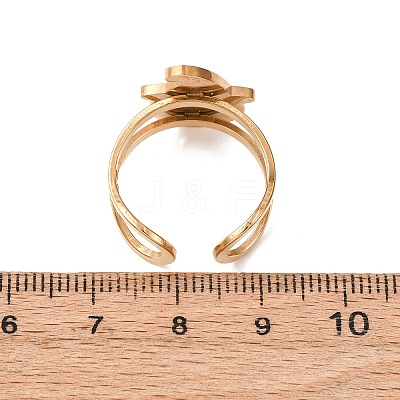 304 Stainless Steel with Enamel Cuff Rings for Women RJEW-Z116-01G-05-1