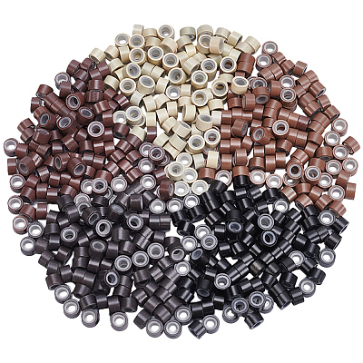 500Pcs 5 Colors Silicone Hair Coil Cuffs OHAR-SP0001-13-1