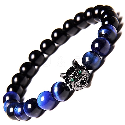 Natural Tiger Eye Stretch Bracelets PW-WG014ED-02-1