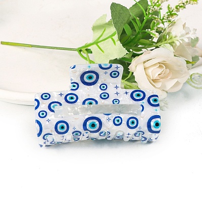 Rectangle with Evil Eye PVC Claw Hair Clips PW-WG515C0-03-1