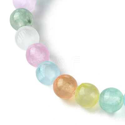 6mm Dyed Natural Selenite Round Beaded Stretch Bracelets for Women BJEW-JB10815-1