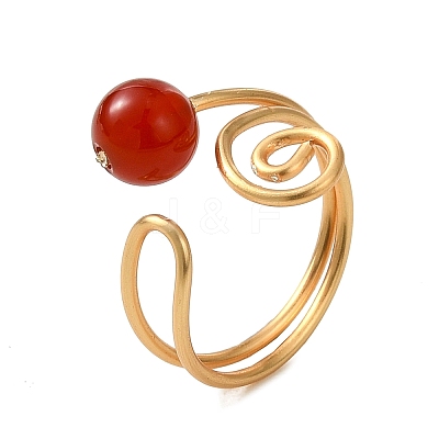 Natural Carnelian Cuff Open Rings RJEW-JR01071-01-1