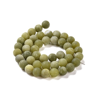 Round Frosted Natural TaiWan Jade Bead Strands X-G-M248-8mm-02-1