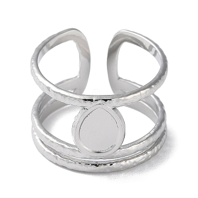 Non-Tarnish 304 Stainless Steel Open Cuff Ring Components STAS-Q308-06P-1