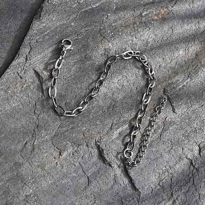 Non-Tarnish 304 Stainless Steel Cable Chain Bracelet for Men Women BJEW-E031-05C-P-1